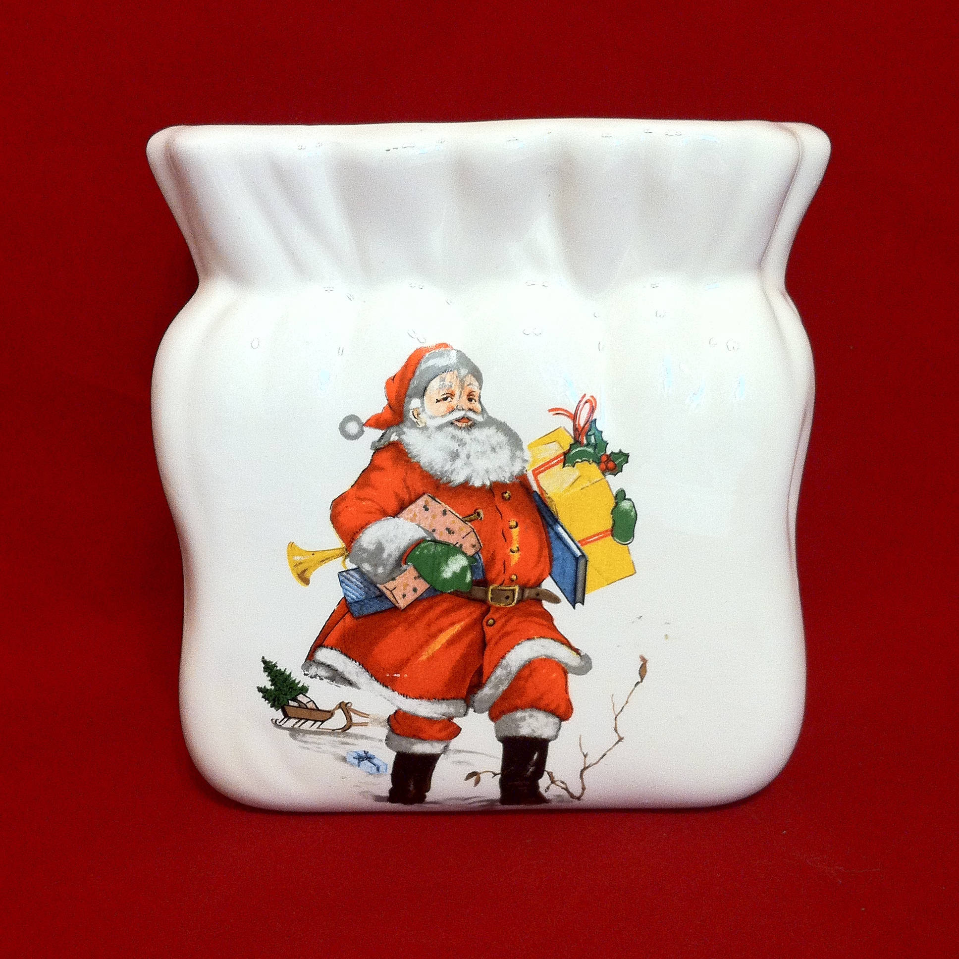 Santa Vase Christmas Centerpiece Vase or Mantle Decor Mid Etsy