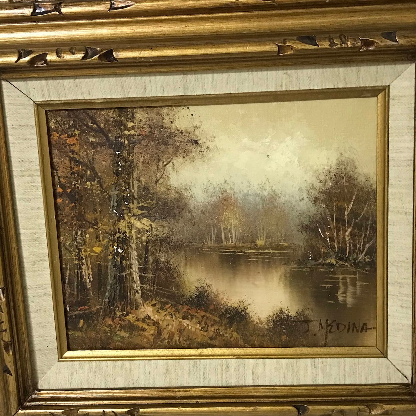Original Oil Painting By J Medina Framed Art Nature Landscape Etsy