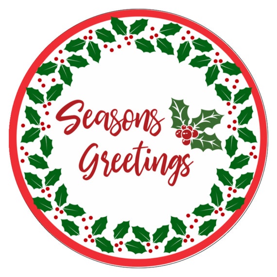 Round Seasons Greetings Holiday Sign | Etsy