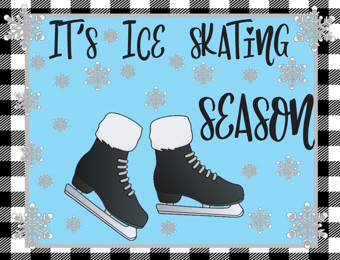 Ice Skate Season Winter Skate Sign Plaid Skate Sign HWM Etsy