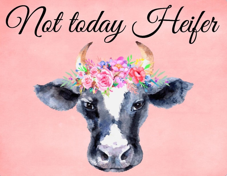 7 x 9Heifer Sign Two Sign Choices DesignsbyHWM Metal Wreath Sign Not today Heifer