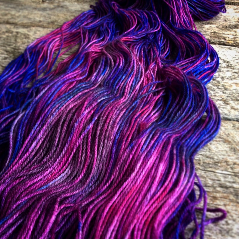 Variegated Hand Dyed Yarn/purple Blue Pink Yarn Etsy