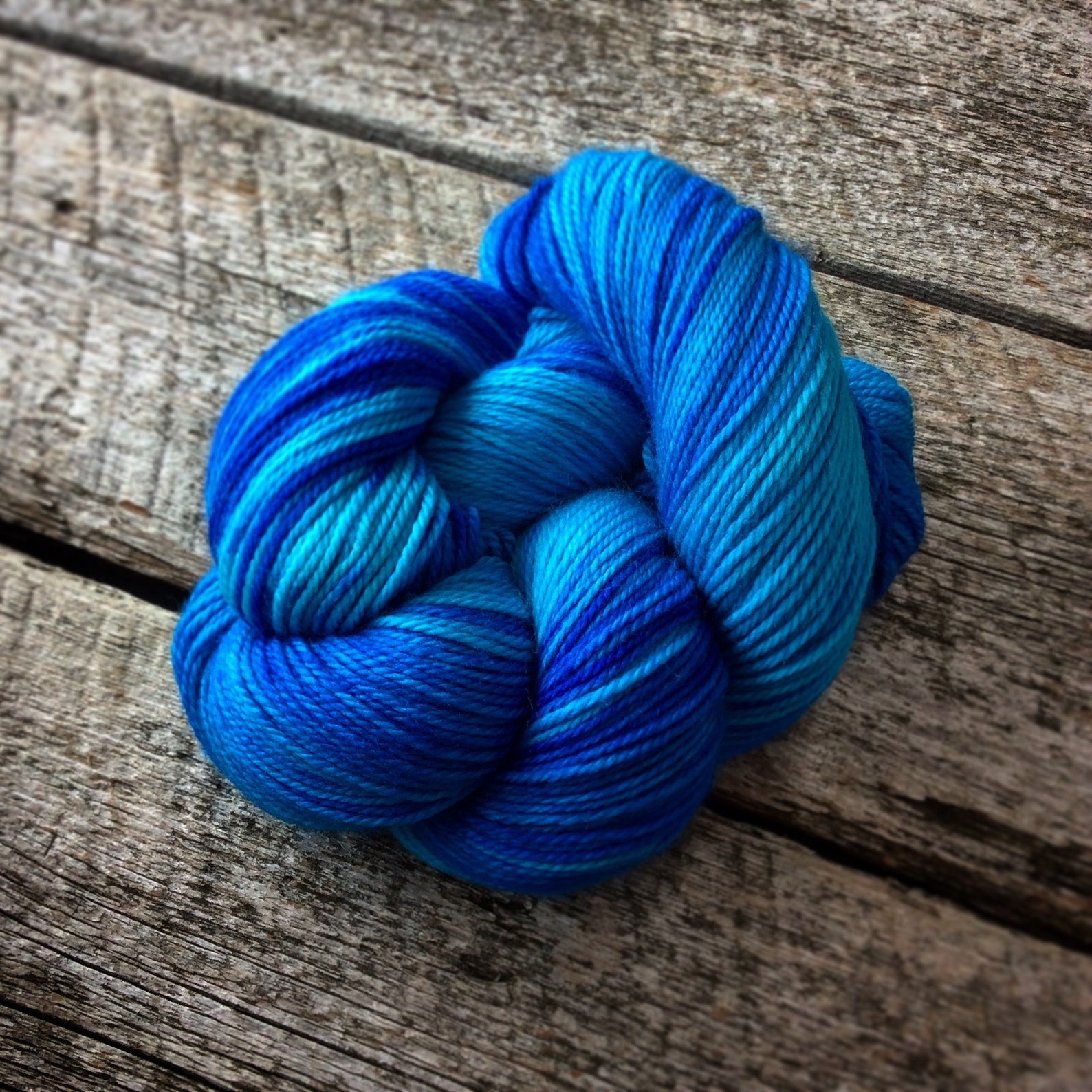 Semisolid hand dyed yarn /blue variegated yarn/ 115grammes / Etsy