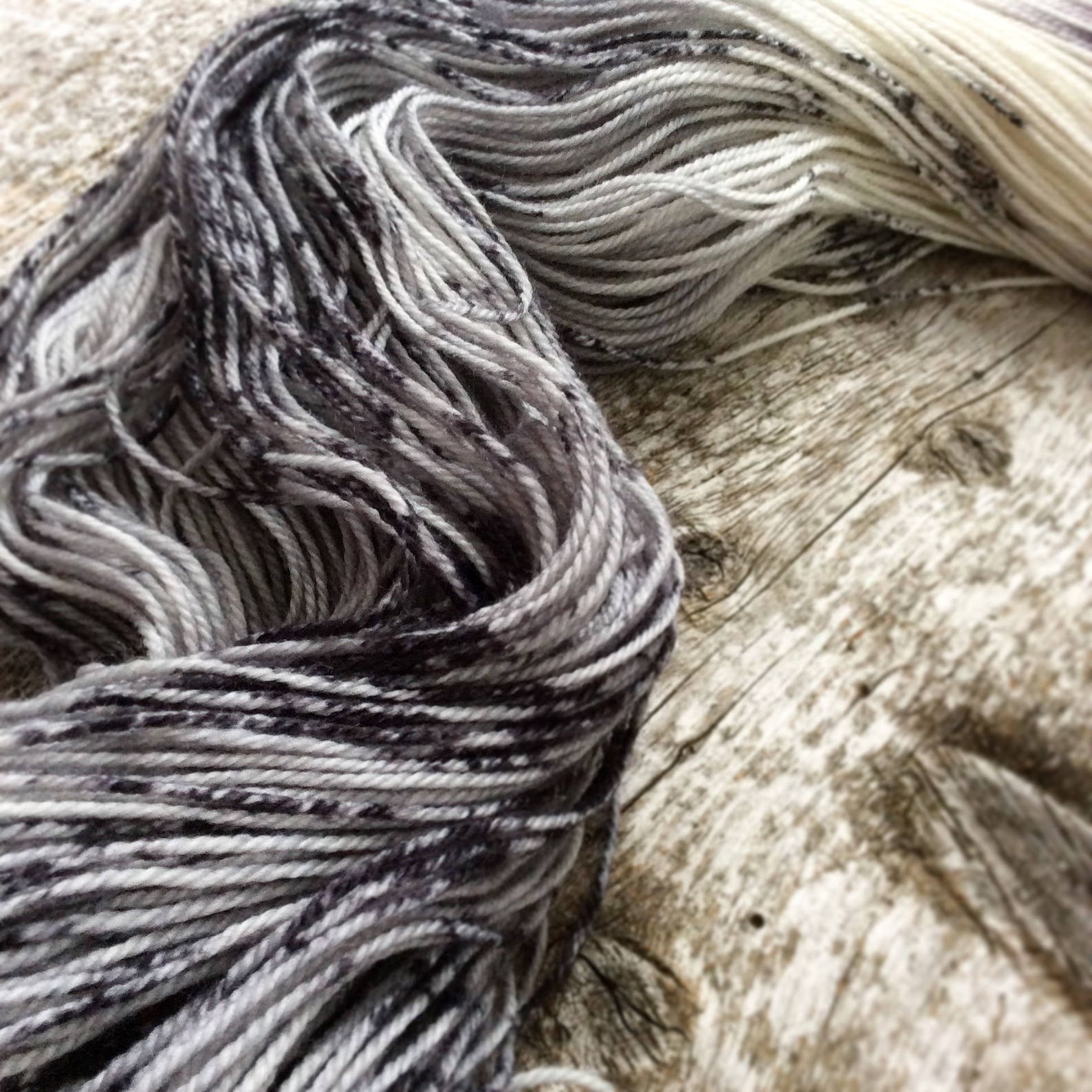 Black gray white hand dyed yarn/Speckled yarn/115gr Etsy