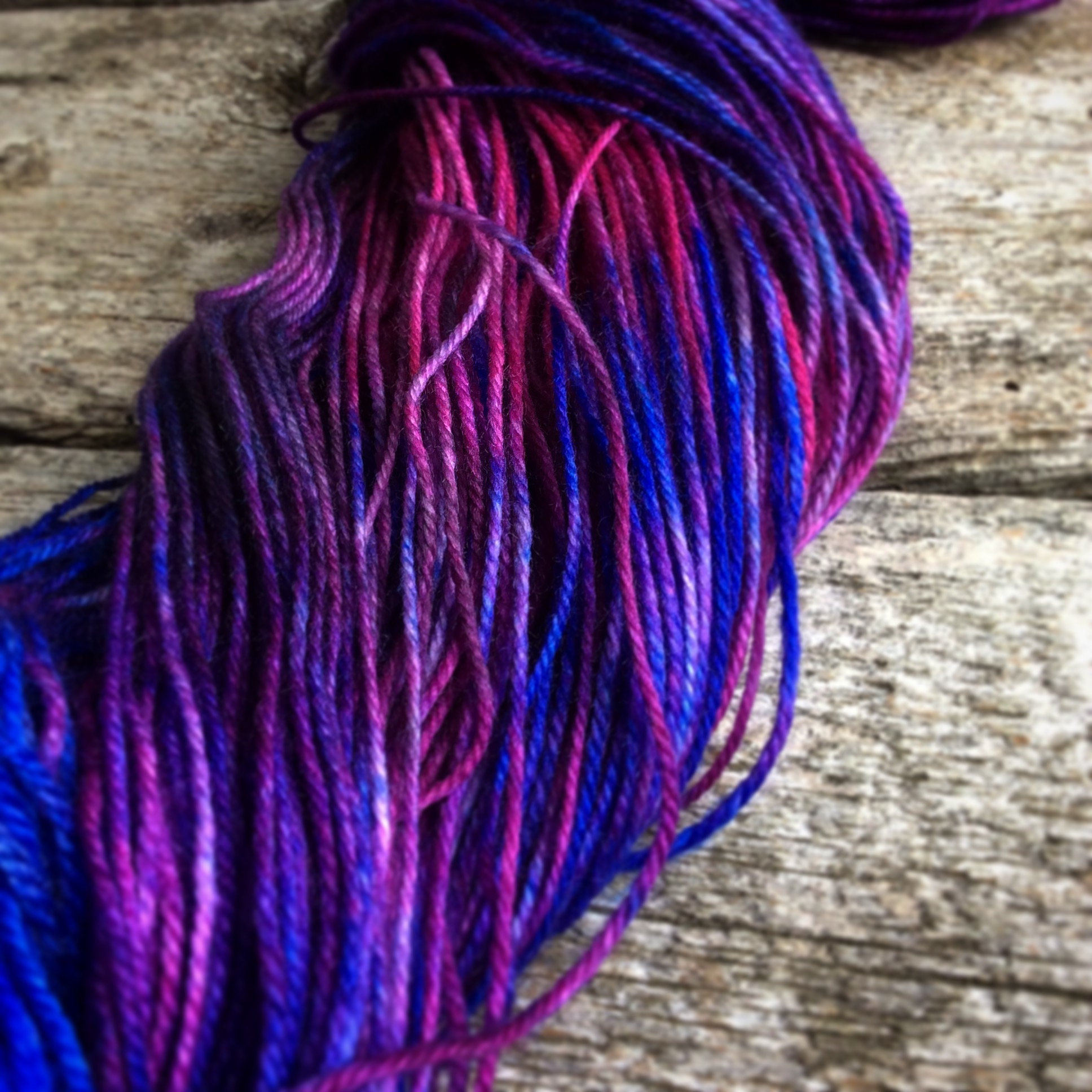 Variegated hand dyed yarn/purple blue pink yarn Etsy