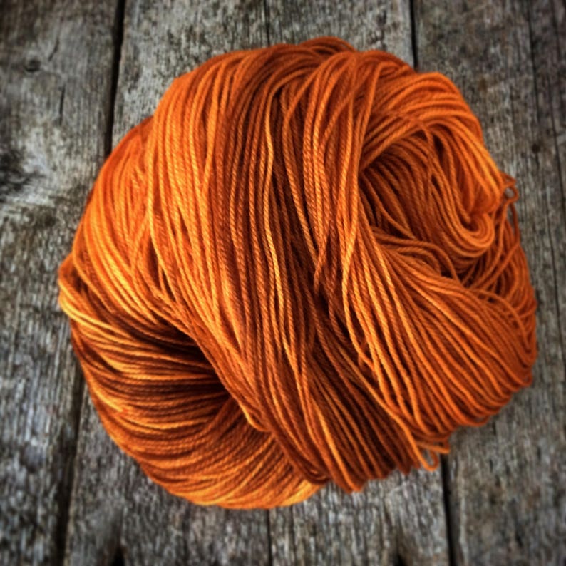Semisolid hand dyed yarn/burnt orange hand dyed knitting Etsy