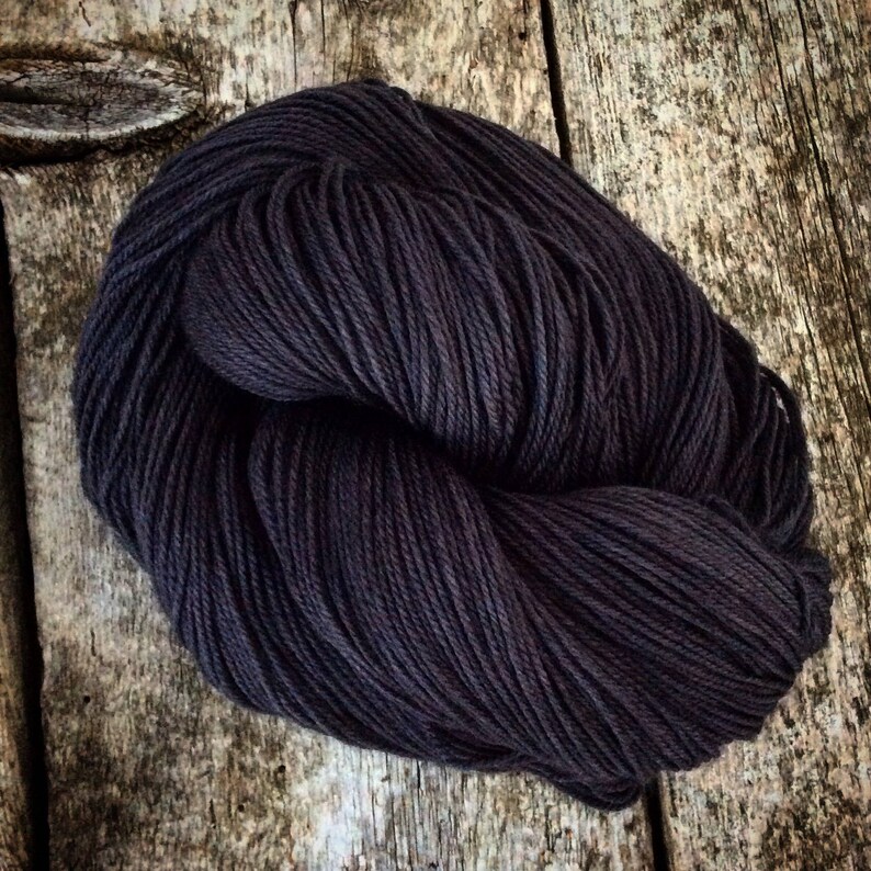 Black semisolid hand dyed yarn /black knitting yarn/ 115gr / Etsy