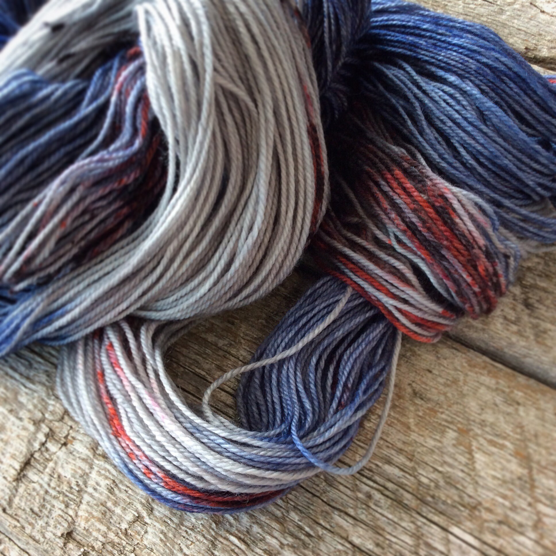 Hand dyed yarn/blue jeans yarn/Speckled yarn/115gr/Fingering Etsy