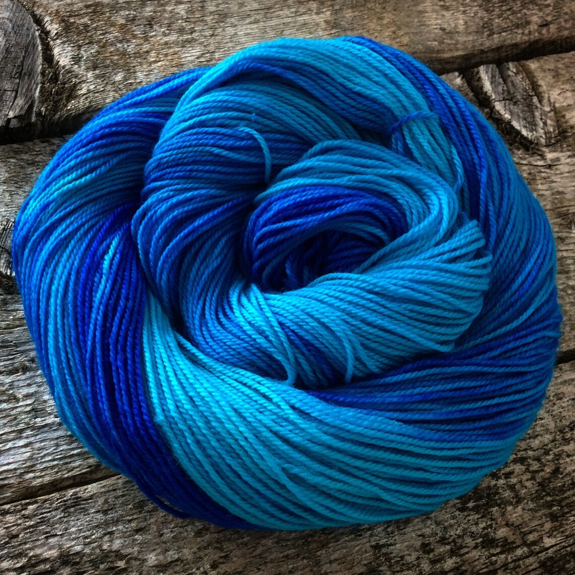 Semisolid hand dyed yarn /blue variegated yarn/ 115grammes / Etsy