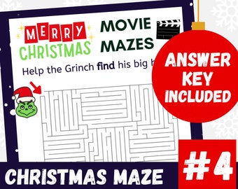 The Grinch Maze Game | Christmas Games for Children, Kids, Students | Seasonal Holiday Games | Labyrinth Printable Activity