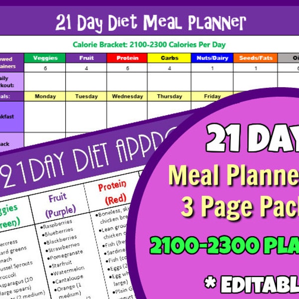 21 Day Fix Meal Planner - Etsy