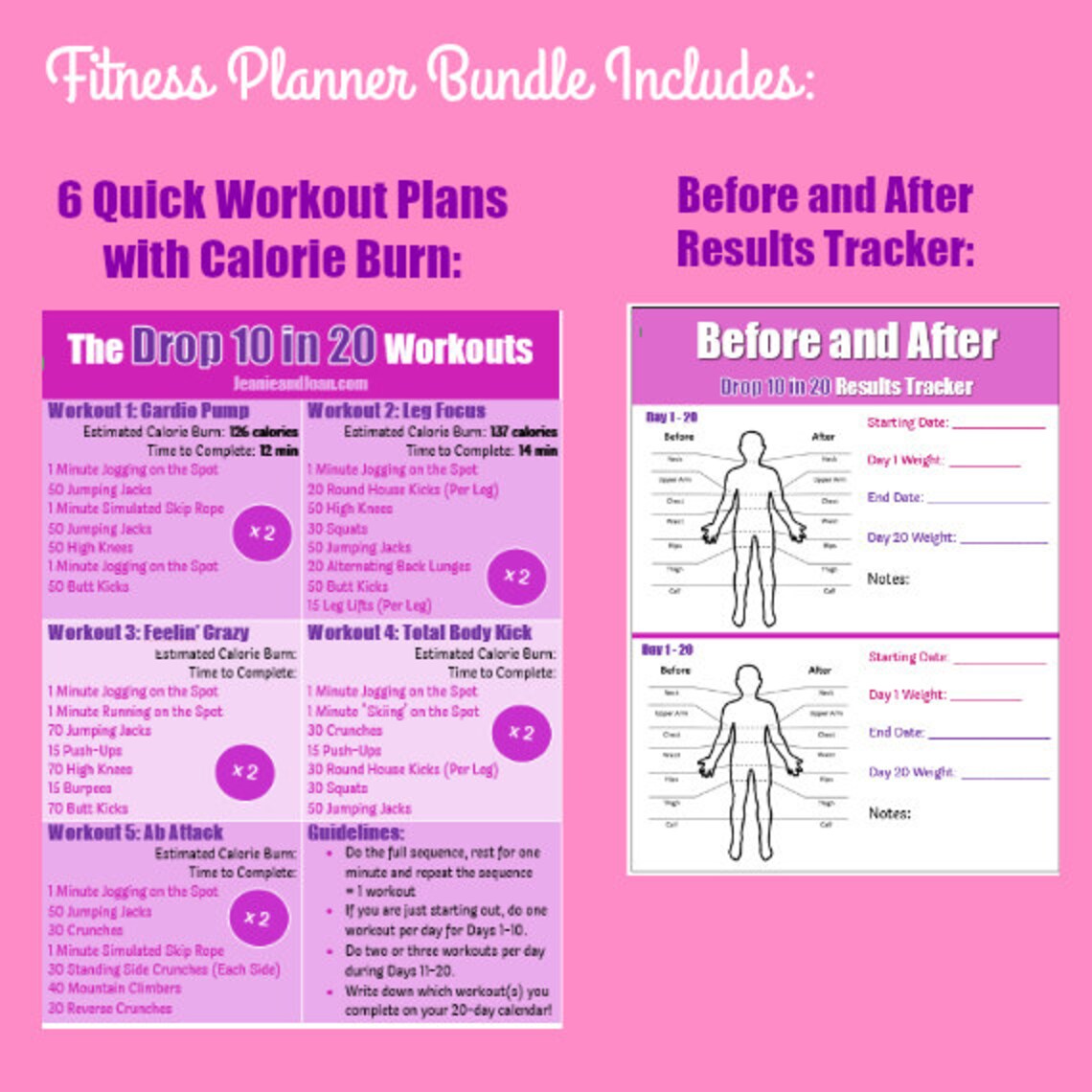 The Drop 10 Workout Plan Bundle Including Guidelines, Portion Control