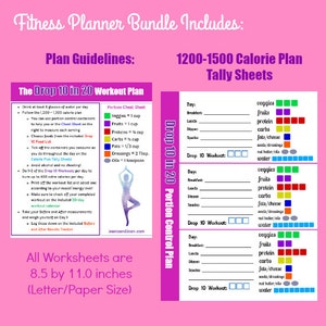 The Drop 10 Workout Plan Bundle: Including Guidelines, Portion Control Logging Sheets, 1200-1500 Calorie Plan, 5 Custom Workouts, Calendar image 2