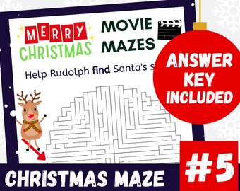 Rudolph the Reindeer Maze Game | Christmas Games for Children, Kids, Students | Seasonal Holiday Games | Labyrinth Printable Activity