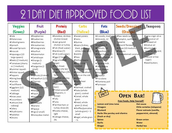 21 day diet food list printable shopping list and unlimited etsy