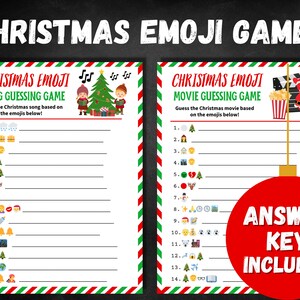 Christmas Emoji Pictionary BUNDLE: SONG & MOVIE Game, Guess the Christmas Song or Movie, Printable Activity, Instant Download, Party Games