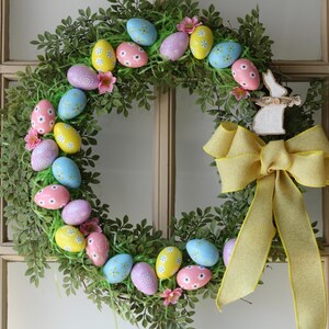 Handmade Easter Egg Wreath: Spring Bunny Door Decor