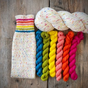 Kaleidoscope + Miniset one full Skein and 6 rainbow minis (sock yarn de luxe) PREORDER