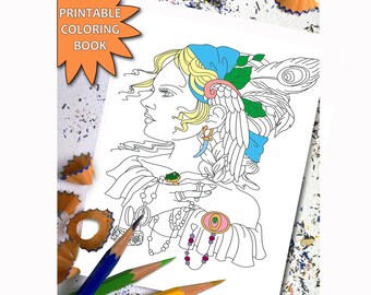Sexy Girl Adult Coloring Book Pin Up Girl Adult Coloring Etsy - 