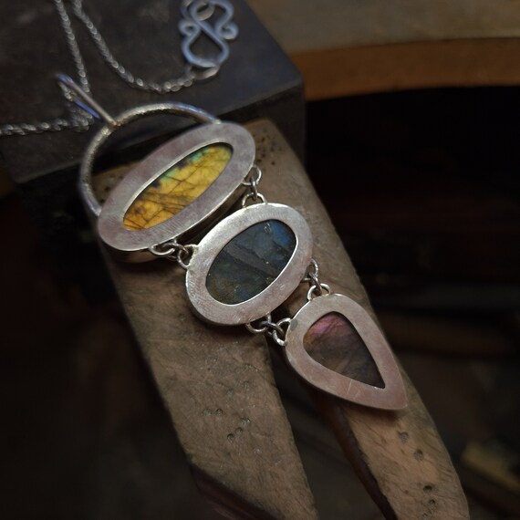 Collana con ciondolo in argento sterling 925 con labradorite