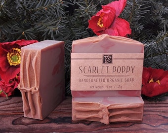 Scarlet Poppy Soap with Cocoa and Shea Butter (5 oz.) - Handcrafted Organic Soap
