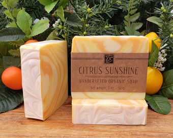 Citrus Sunshine Soap with Cocoa and Shea Butter (5 oz.) - Handcrafted Organic Soap