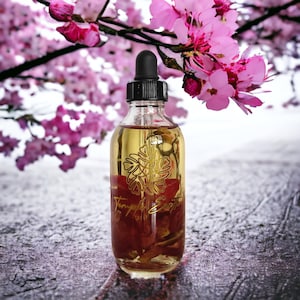 Cherry Blossom Body Oil: Organic Rose Infused Luxury Oil (4 fl oz)