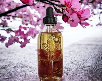 Cherry Blossom Body Oil: Organic Rose Infused Luxury Oil (4 fl oz)