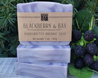 Blackberry & Bay Soap with Cocoa and Shea Butter (5 oz.) - Handcrafted Organic Soap