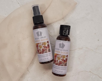 Amber Sugar Lotion & Body Spray Set - Fragrant / Luxurious / Moisturizing Formula (2 fl oz)