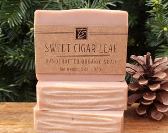 Sweet Cigar Leaf Soap with Cocoa and Shea Butter (5 oz.) - Handcrafted Organic Soap