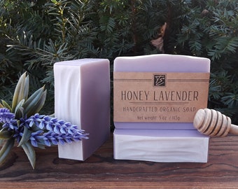 Honey Lavender Soap with Cocoa and Shea Butter (5 oz.) - Handcrafted Organic Soap