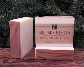 Bourbon Vanilla Soap with Cocoa and Shea Butter (5 oz.) - Handcrafted Organic Soap