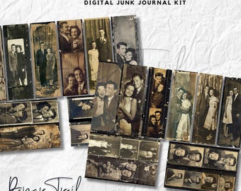 Digital Junk Journal Kit, Vintage Photobooth, Digital Download, Printable Junk Journal, Photobooth, Vintage Journal, Ladies Download