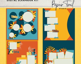 Template Digital Scrapbooking, Summer Sunflowers Template Digital Scrapbooking, Template, Summer