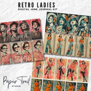 Digital Junk Journal Kit -Retro Ladies, Digital Download, Printable Junk Journal, Printable Ladies Digital Ladies Junk Journal, Retro
