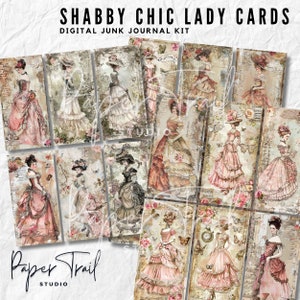 Digital Junk Journal Kit -Shabby Chic Lady Cards, Digital Download, Printable Junk Journal, Lady Cards, Shabby Chic Journal, Ladies Download