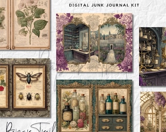 The Apothecary's Garden Junk Journal Kit | Victorian Botanical Gothic Ephemera Printable Pages Digital Download