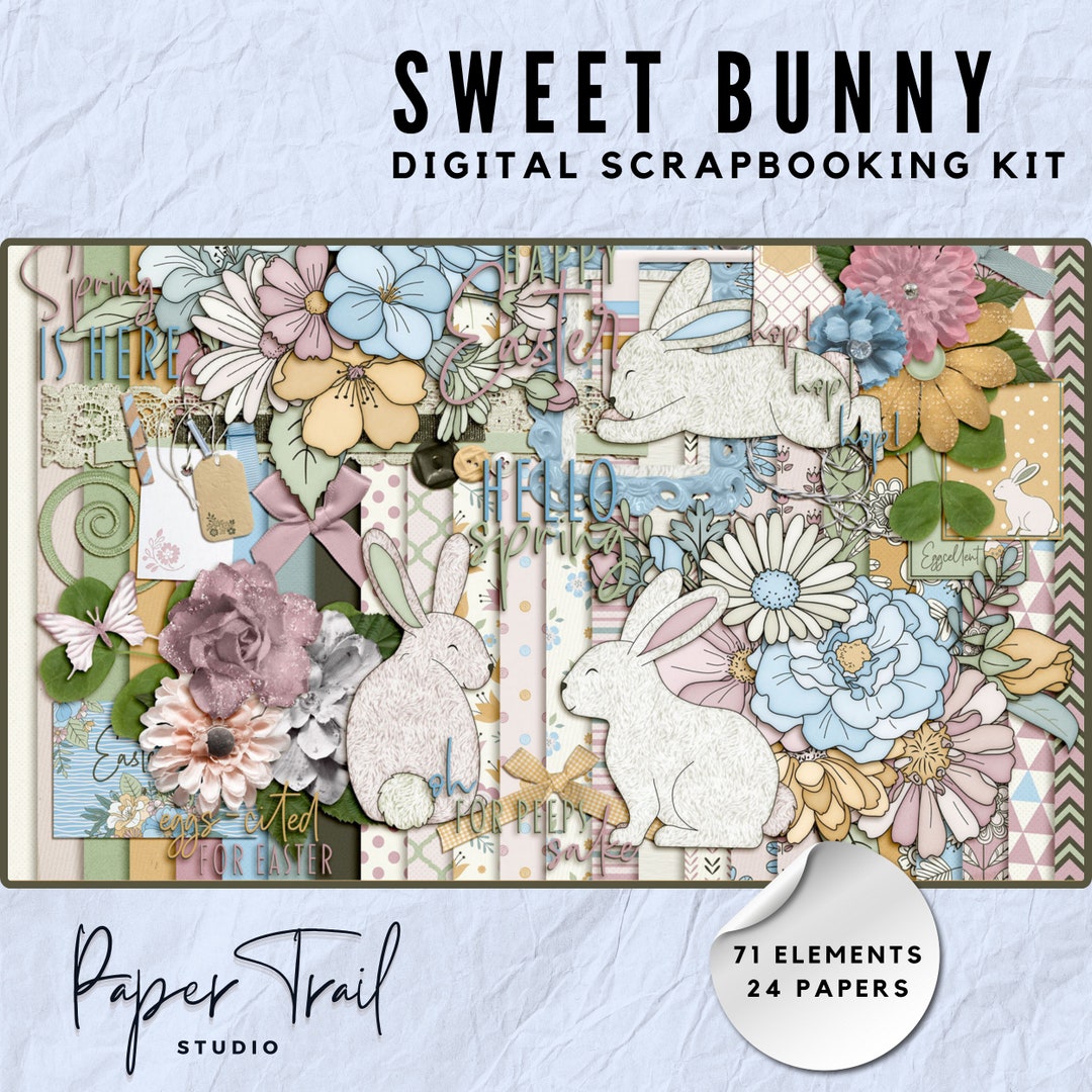 Easter Digital Scrapbooking, Sweet Bunny Digital Scrapbooking, Digital ...