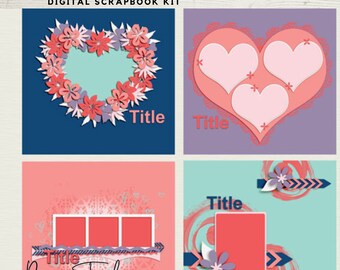 Template Digital Scrapbooking, Love and Flourish Template Digital Scrapbooking, Template, Love and Flourish