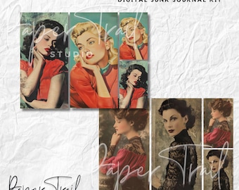 Digital Junk Journal Kit -Vintage Ladies, Digital Download, Printable Junk Journal, Printable Ladies Digital, Junk Journal, Vintage