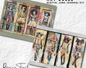 Digital Junk Journal Kit -Art Dolls, Digital Download, Printable Junk Journal, Art Dolls Download, Funky Art Dolls, Fun Paper Dolls