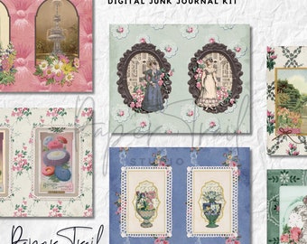 Digital Junk Journal Kit -Country Garden, Printable Kit, English Garden, Victorian Garden Junk Journal, Digital Country Garden Printable