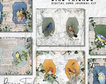 Digital Junk Journal Kit, Bird Friends Junk Journal, Birds Digital Kit, Feathered Friends Junk Journal Printable, Birds, Digital, spring
