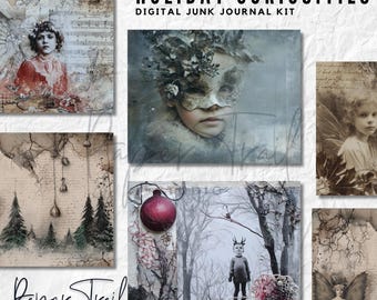 Holiday Curiosities Vintage Christmas Oddities | Grunge Winter Collage Ephemera | Dark Whimsical Junk Journal Kit