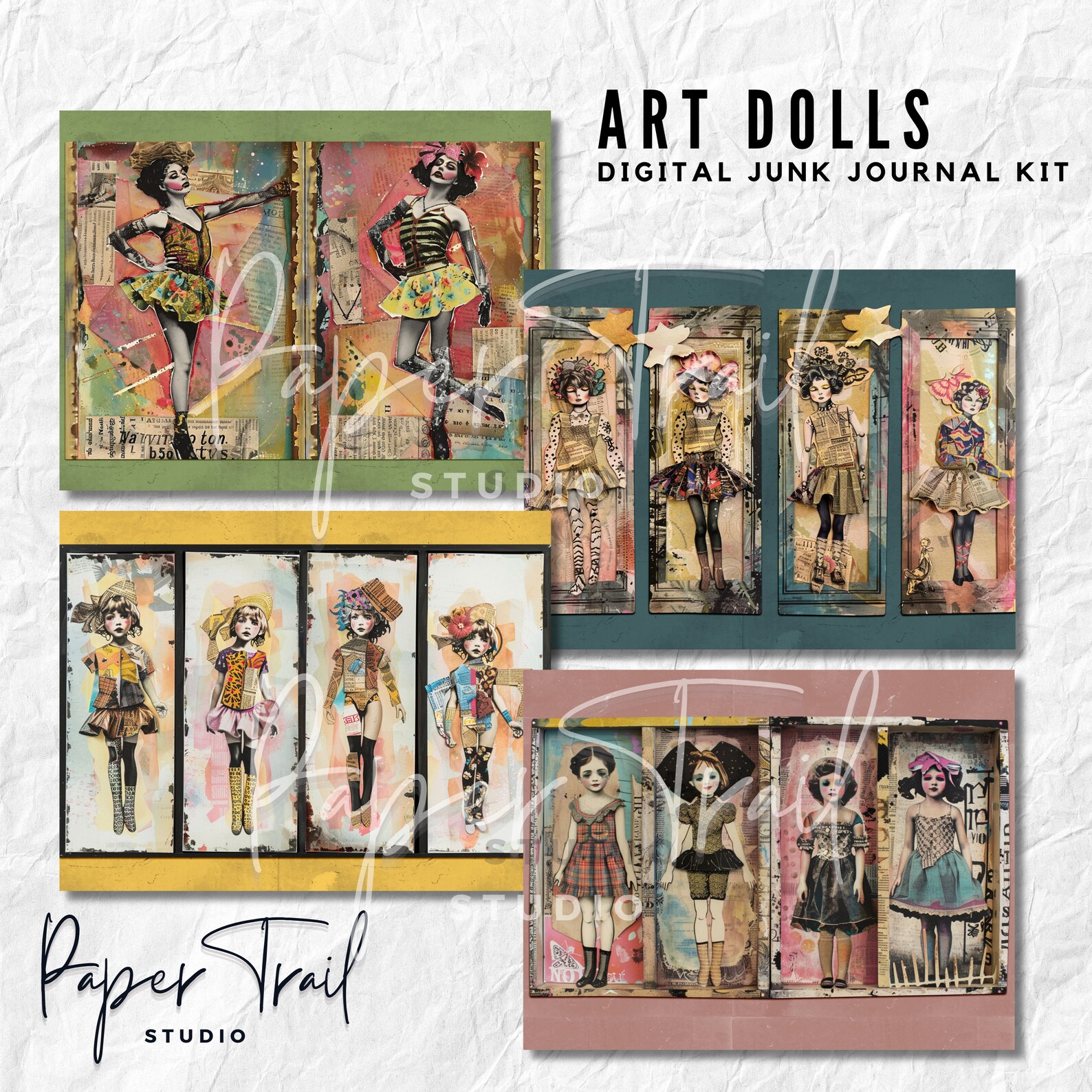 Digital Junk Journal Kit -art Dolls, Digital Download, Printable Junk ...