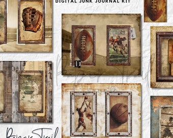 Digital Junk Journal Kit, Classic Champs Junk Journal, SportsDigital Kit, Father's Day Junk Journal Printable, Men's Journal, Digital, Sport