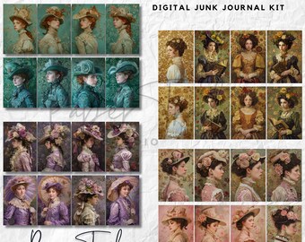 Digital Junk Journal Kit -Victorian Ladies, Digital Download, Printable Junk Journal, Printable Ladies Digital, Junk Journal, Victorian