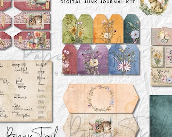 Digital Junk Journal Kit - Spring Time, Digital Download, Printable Junk Journal, Spring Time Junk Journal, Easter Digital Junk Journal