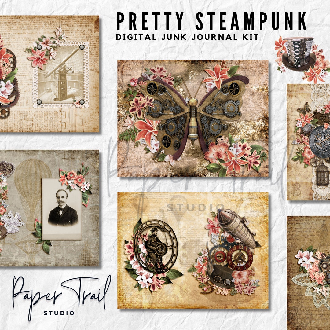 Digital Junk Journal Kit - Pretty Steampunk, Digital Download ...